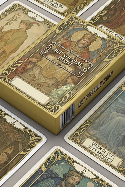 SPELT 78 Kartlı Golden Art Nouveau 5,9 x 9,2 cm Klasik Mini Tarot Destesi Tarot Kartları V2 - Güçlendirilmiş Yeni Seri