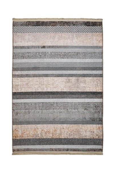 halinet Halı.Net Beige Modern Washable Non-Slip Living Room Carpet Pia-Etnik-...