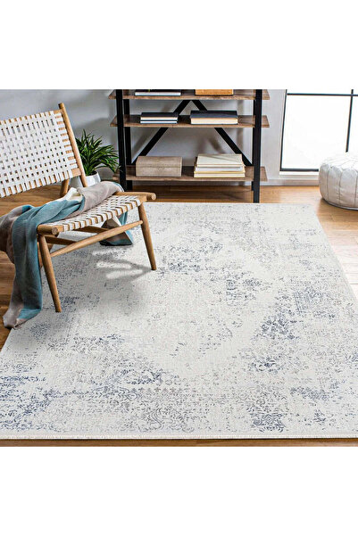 halinet Halı.Net Cream Vintage Antique Washable Non-Slip Living Room Carpet C...