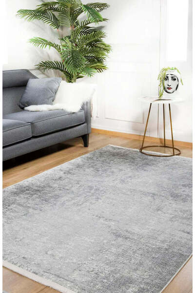 halinet Halı.Net Anthracite Modern Washable Non-Slip Living Room Carpet Haln-...
