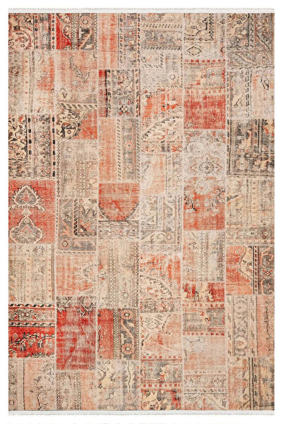 halinet Halı.Net Cream Vintage Antique Washable Living Room Carpet Pia-Patchw...