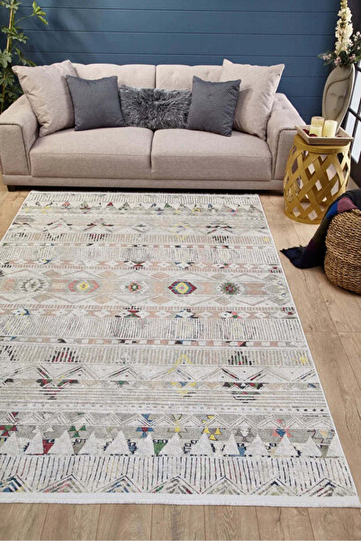 halinet Halı.Net Cream Modern Washable Non-Slip Living Room Carpet Haln-Hln1716