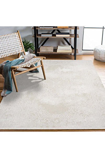 halinet Halı.Net Cream Modern Washable Non-Slip Living Room Carpet Cr-7566Vt