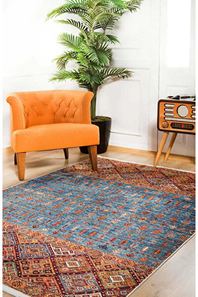 halinet Halı.Net Blue Modern Washable Non-Slip Living Room Carpet Haln-Hln862