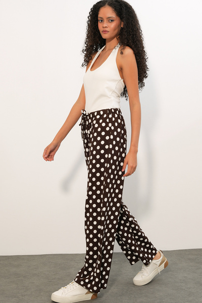 Bigdart Women's Wide Leg Polka Dot Pants 30116 - Brown