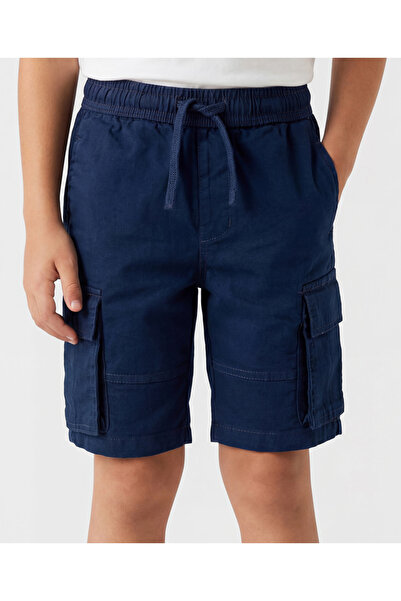 Pine kids Cotton Elastane Woven Knee Length Solid Shorts - Blue