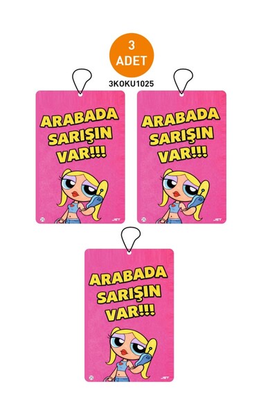 JR Jetreklam 3'lü Set Arabada Sarışın Var Yazılı Özel Tasarımlı Dekoratif Ask...