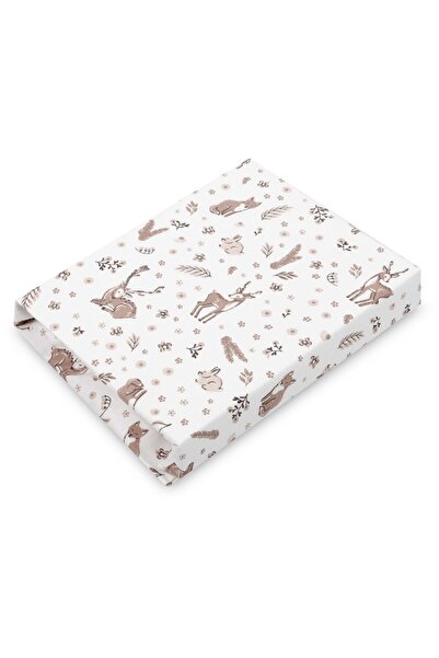 Sensillo Cearceaf imprimat Forest Beige pentru saltea copii 120x60 cm,banda e...