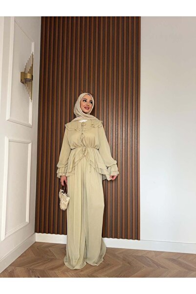 MEYSADESİGN Aslı Şifon Fırfırlı İkili Takım Butter Yellow