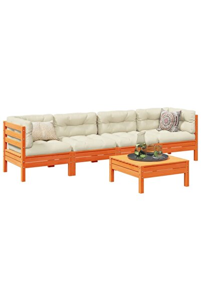 vidaxl Set mobilier de gradina cu perne, 5 piese, lemn masiv de pin