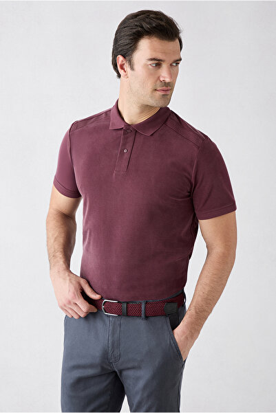 Kiğılı Regular Fit Snap Fastener Polo Collar Ribbed Detail Lyocell Blend T-Shirt