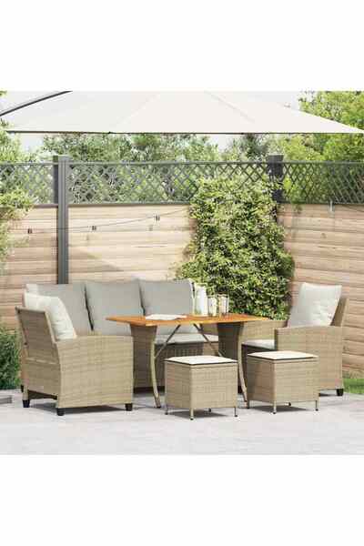 vidaxl Set canapele de gradina cu perne, 6 piese, bej, poliratan