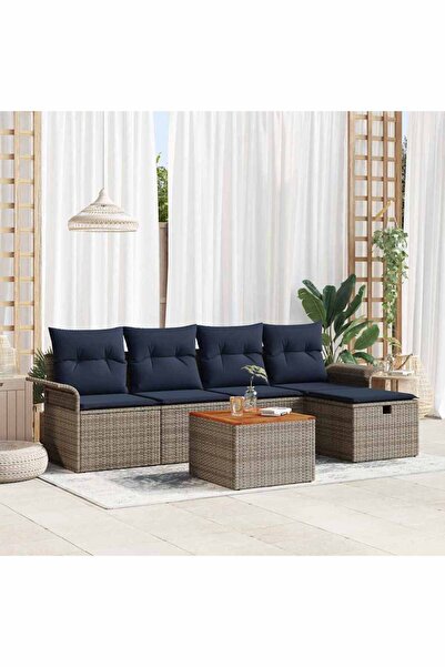 vidaxl Set de canapele pentru gradina cu perna 6 pcs Gri poliratan
