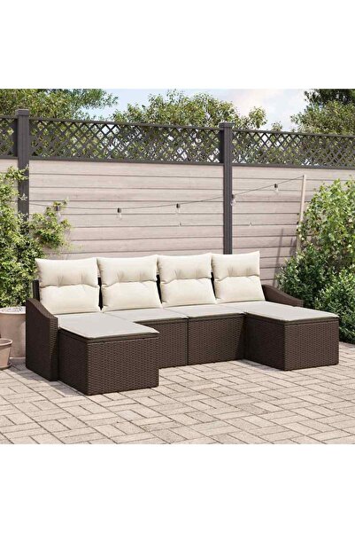 vidaxl Set de canapea cu perna 6 pcs Maro poliratan
