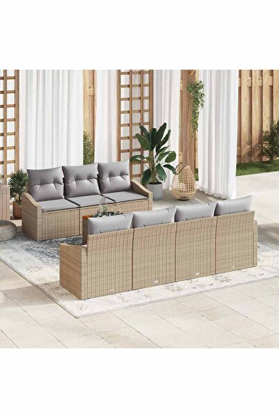 vidaxl Set de canapele pentru gradina 8 pcs Beige È™i gri deschis