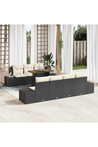 vidaxl Set de canapele pentru gradina 8 pcs Negru Rattan poli