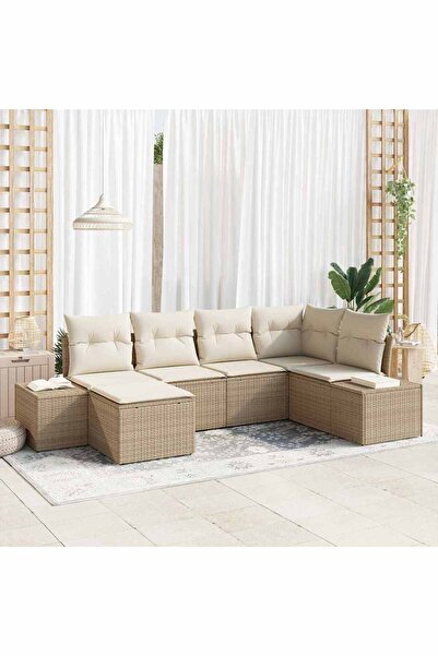 vidaxl Set de canapele pentru gradina 6 pcs Bej È™i crem poliratan