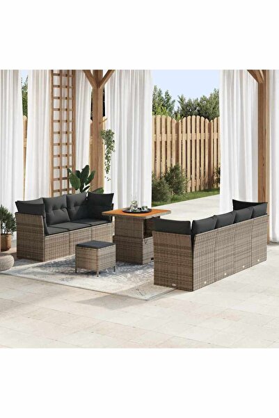 vidaxl Set de canapele pentru gradina 10 pcs Gri poliratan