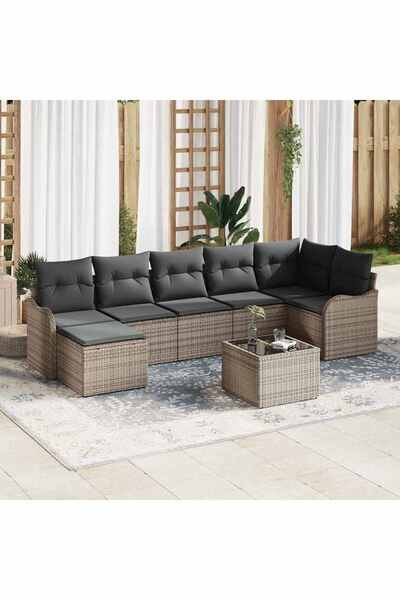 vidaxl Set de canapele pentru gradina 8 pcs Gri poliratan