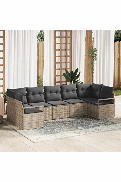 vidaxl Set de canapea cu perna 7 pcs Gri poliratan