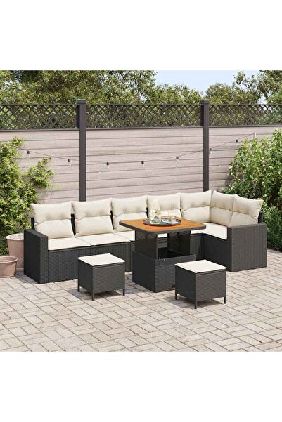 vidaxl Set de canapele pentru gradina 9 pcs Negru poliratan