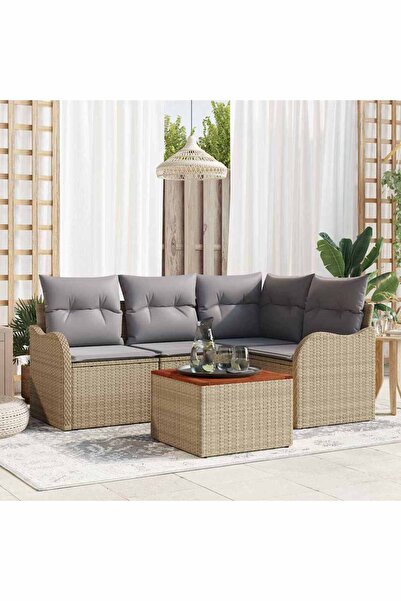vidaxl Set de canapele pentru gradina 5 pcs Beige È™i gri deschis