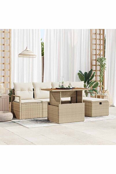 vidaxl Set de canapele pentru gradina 6 pcs Bej poliratan
