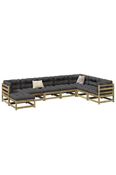 vidaxl Set canapea de gradina, 8 piese, lemn de pin tratat