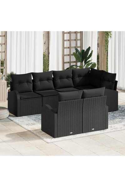 vidaxl Set de canapele pentru gradina Negru poliratan