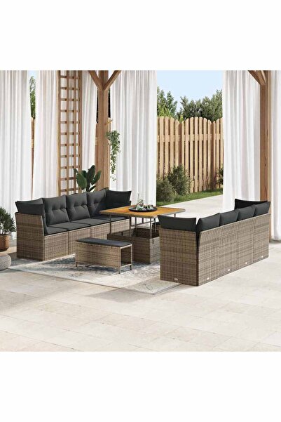 vidaxl Set de canapele pentru gradina 11 pcs Gri poliratan