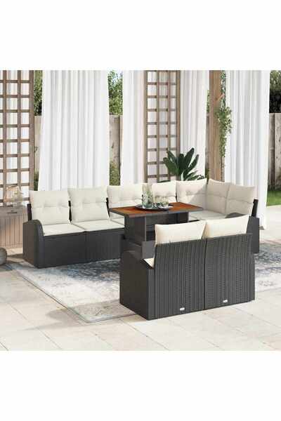 vidaxl Set de canapele pentru gradina 9 pcs Negru Rattan poli