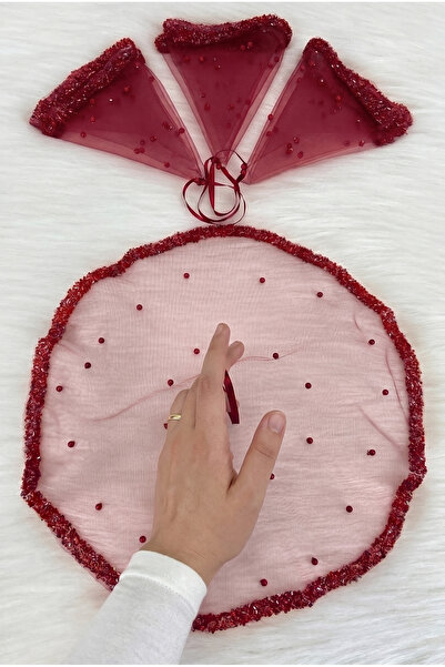 ZEYMERADE Burgundy Bride Groom Handkerchief, Crystal Glass Beads and Pearl Em...