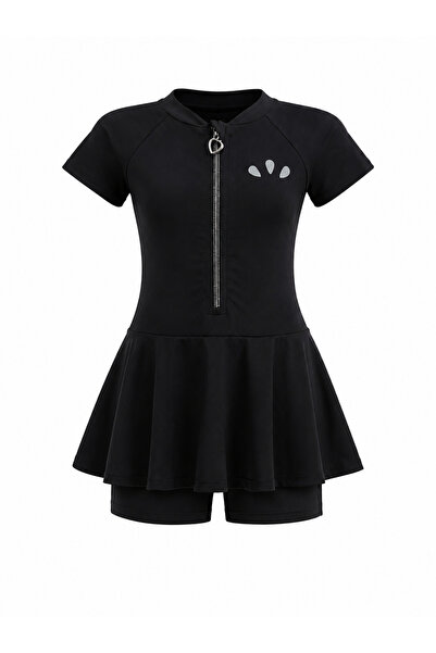 İYİBU Girls' Short Sleeve Swimsuit with Shorts - Zipper One-Piece Sea & Pool ...