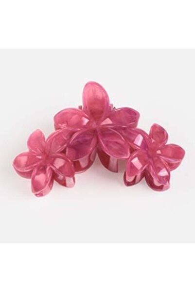 SHOPIENS Clamă de păr cu model floral marmorat roz pentru femei - 10 cm