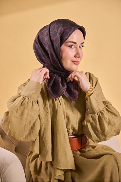 Silk Home Eșarfă din mătase twill, antracit, cu lanț
