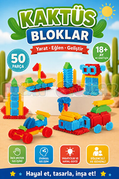 Doğan Oyuncak Dünyası Kaktüs Bloklar (50 Parça) - Kaktüs Oyuncak - Lego Seti ...
