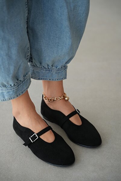 selin shoes حذاء باليه نسائي من زيرينا مصنوع من قماش مخملي مع مشبك فضي قابل ل...