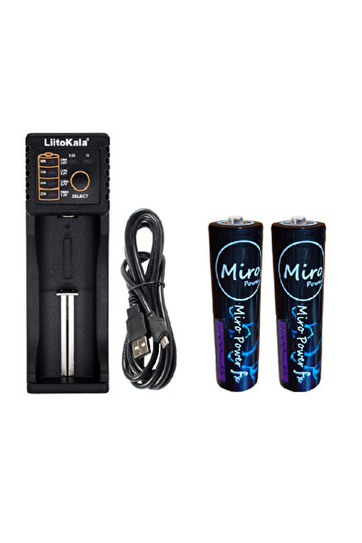 Miro Power Set of 2 Li-ion Batteries 18650 2000 mAh 3.7v + Liitokala 100b Cha...