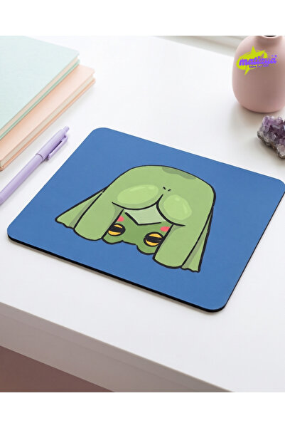 matizya Sevimli Kurbağa Desenli Kare Mouse Pad Kaymaz Tabanlı Mavi Aesthetic ...