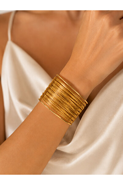 Selay Accessory ✨ Çoklu Tel Gold Kelepçe Bileklik ✨