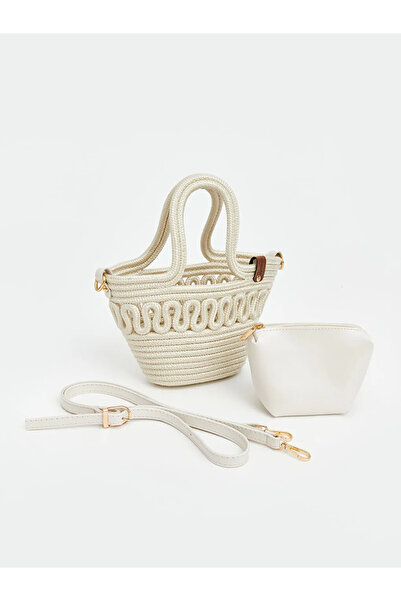 LC Waikiki Ecru Women's Straw Beach Bag