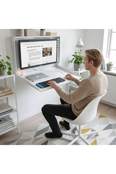UYART HOME Minimal Tasarımlı Katlanır Metal Duvar Masası VESA Uyumlu Home Off...