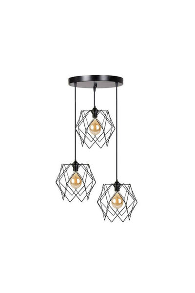 Other Φωτιστικό οροφής τρίφωτο Zocie pakoworld Ε27 μαύρο Φ30x85εκ