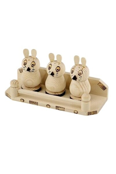 OEM Wooden Salt and Pepper Shaker Set with Holder, Animal Shape, 3 pieces 17x...