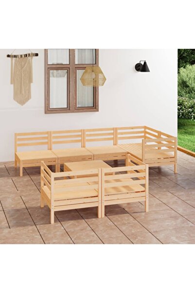 vidaxl Set mobilier de gradina, 8 piese, lemn masiv de pin
