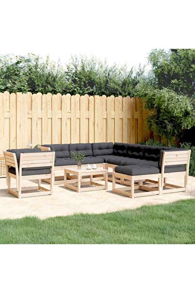 vidaxl Set mobilier de gradina cu perne, 8 piese, lemn masiv de pin