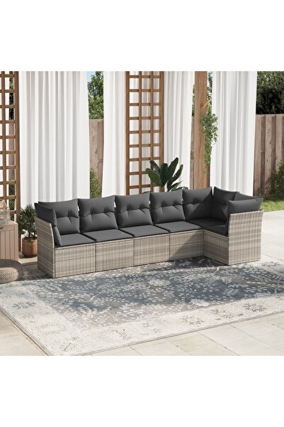 vidaxl Set canapele de gradina cu perne, 6 piese gri deschis poliratan