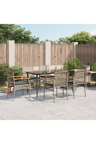 vidaxl Set mobilier de gradina cu perne, 7 piese, gri, poliratan