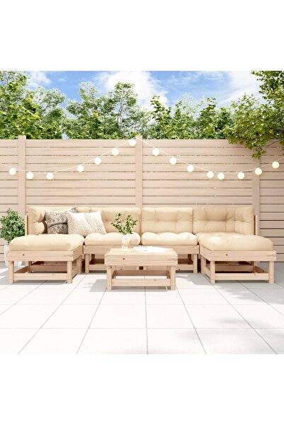 vidaxl Set mobilier de gradina, 7 piese, lemn masiv de pin