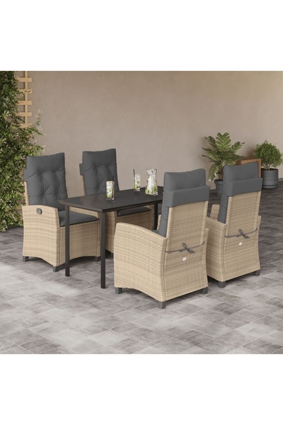 vidaxl 5-piece garden furniture set with cushions, beige, polyrattan